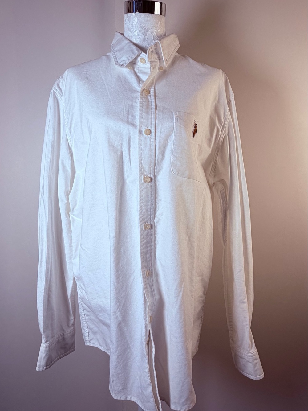 U.S. Polo Assn. White Long-Sleeve Button-Down Shirt